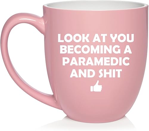 Miniatura 10 de Daylor Taza de café de cerámica divertida con texto en inglés Look At You Becoming A Paramedic EMT, regalo para ella, él, amigo, compañero de
