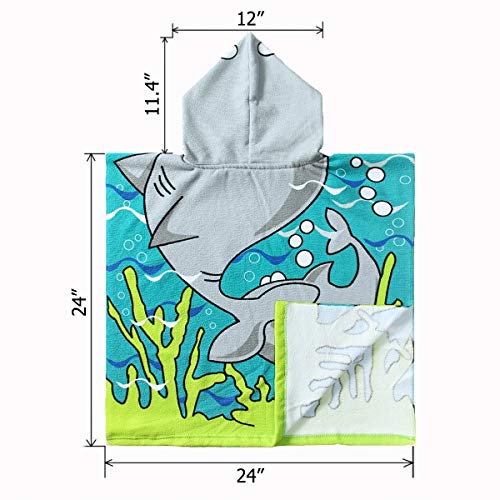 Image of NovForth Kids Beach Towel for Boys Girls, Shark Hooded Bath Towel Wrap, Toddler Pool Towel with Hood