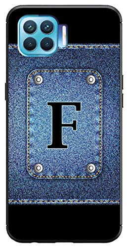 Image of Amazon Brand - Solimo Designer Button Jeans Alphabet-F Printed Soft & Flexible Hybrid Back Case Mobile Cover for Oppo F17 Pro