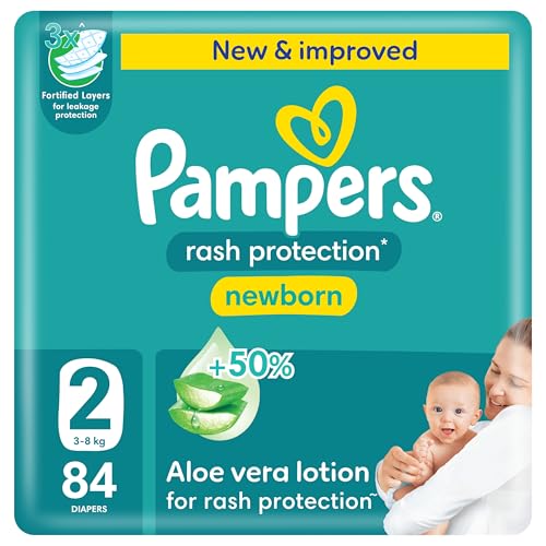 Pampers Rash Protection Aloe Taped Diapers 3-8kg Size 2 Mega 84 Count