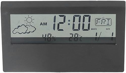 Miniatura 6 de Fydun Reloj despertador LCD transparente, multifuncional, pantalla grande, reloj despertador digital alimentado por batería, para viajes en casa,