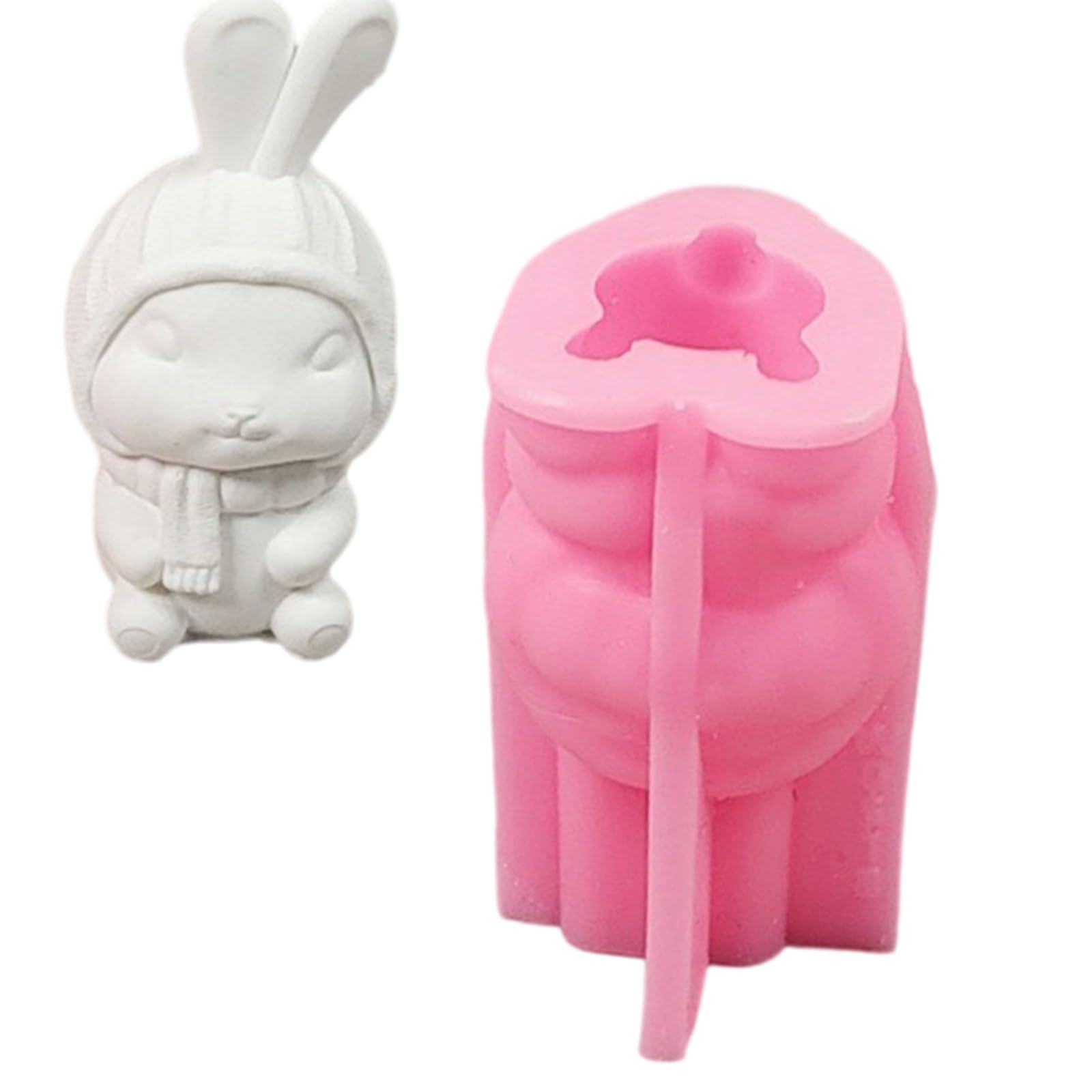 Xjdzineq 3D Rabbits Figurine Silicone Molds Animal Statue Silicone Molds for Epoxy Resin Making Gypsum Decoration Making
