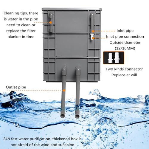 Filtry do akwarium, skrzynka filtrująca do akwarium, zewnętrzny 2/3 poziomy system obiegu wody DIY, duży zestaw filtrów do stawów akwariowych, zbiorników rybnych, pudełko obrotowe filtr do akwarium