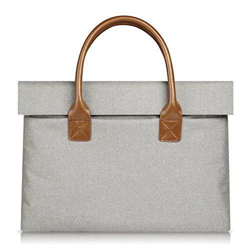 Sac à Main à Ordinateur Portable Jusqu'à 11 Pouces et à Fichier Porte-Documents Cartable Serviette Sacoche Résistant aux Chocs Pochette Gris Clair