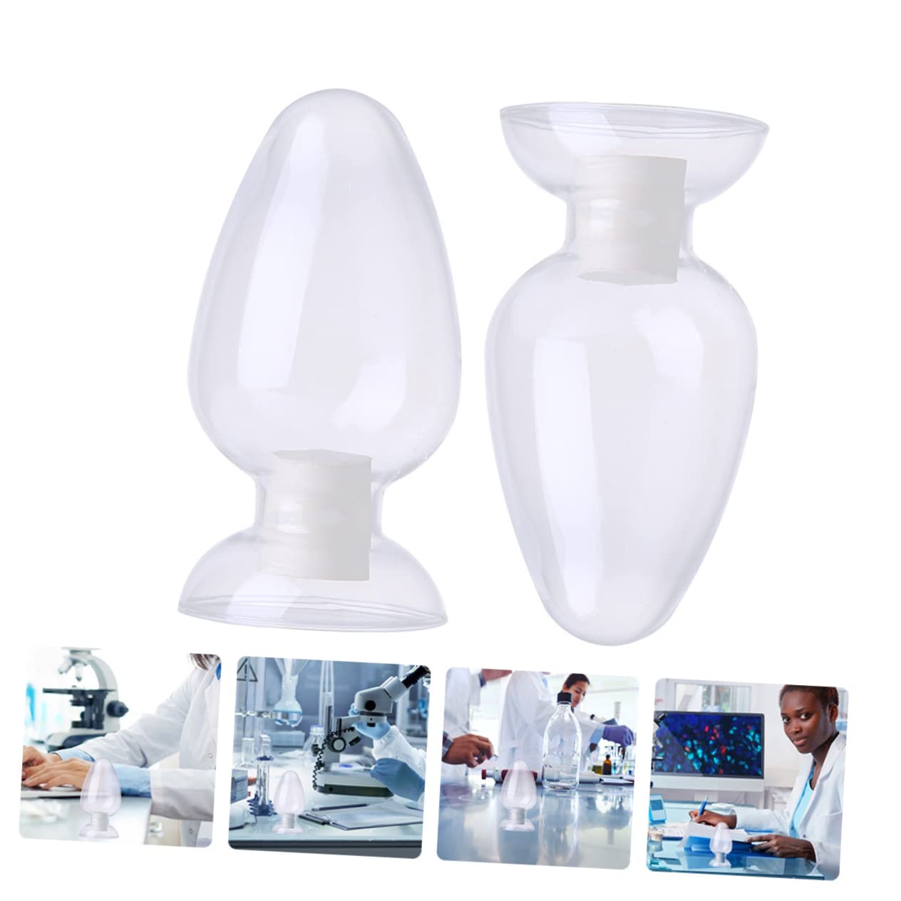 iplusmile Bottiglia da Laboratorio Conica in Vetro Tappo per Conservazione Campioni 3 Pezzi