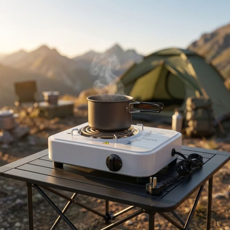 Image of Drumstone (𝐒𝐩𝐞𝐜𝐢𝐚𝐥 20 𝐘𝐞𝐚𝐫𝐬 𝐖𝐚𝐫𝐫𝐚𝐧𝐭𝐲) 2000W Electric Hot Plate Stainless Steel, Portable G-Coil Burner with Adjustable Temperature Control, Fast Heating Stove for Home & Camping