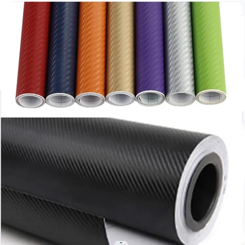 Rolka folii winylowej imitującej włókno węglowe, Okład winylowy 3D z włókna węglowego wielokolorowy 10-30x127 cm do motocykla samochodowego(Black,30cmX127cm)