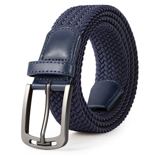 Image of JASGOOD Men Elastic Braided Woven Belt Casual Canvas Woven Stretch Golf Belt for Men Women Jeans Suits Pants