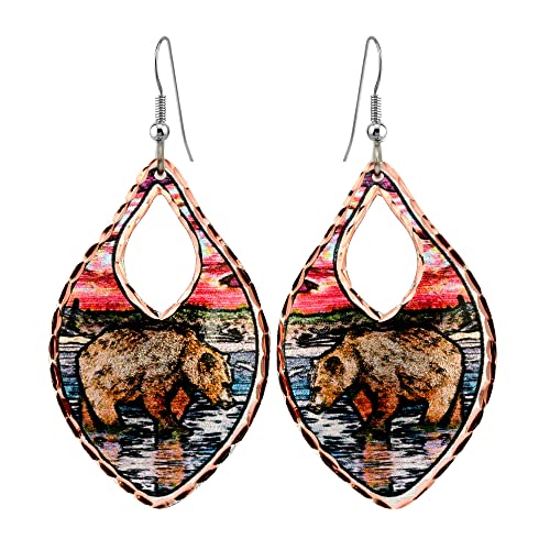FRONT LINE JEWELRY Artisan-crafted Northern Lights Grizzly Bear Earrings for Women. Alaska Bear Jewelry Featuring Wildlife-inspired Alaska Earrings