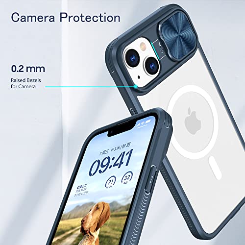 Coque iPhone 13 Pro compatible MagSafe transparente robuste et bleue