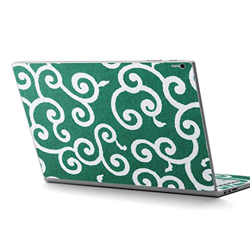 igsticker Surface Book / Book2 / Book3 13.5inch ブック2 専用 スキンシール サーフェス ブック2 カバー ケース フィルム ステッカー アクセサリー 保護 008428 チェック・ボーダー 唐草 模様 緑