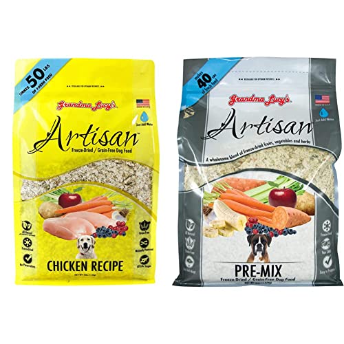 Grandma Lucy's Artisan Dog Food, Grain Free And Freeze-Dried - Artisan Chicken, 10Lb Bag & Artisan Pre-Mix Dog Food, Grain Free And Freeze-Dried - 8Lb Bag #TOP29