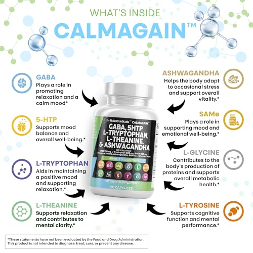Clean Nutraceuticals GABA 750mg 5 HTP 200mg L Tryptophan 500mg L Theanine 200mg Ashwagandha SAM-e L-Glycine - Mood Support Vitamins for Women and Men with L-Tyrosine 5-HTP (5-Hydroxytryptophan) - Image 4