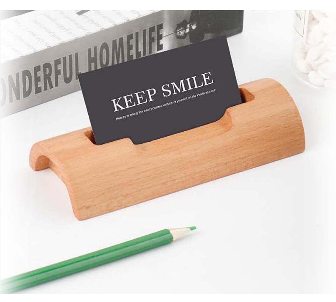 ZYNTIX® Premium Wood Business Card Holder Stand Display, Card Organizer for Office Desk/Visiting Card Holder Half Round Steam Wood