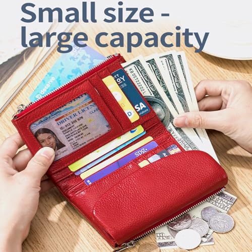 Joyfullygo Wallet,Unisex Pebble Leather Wallet,Womens Short Genuine Leather Purse Card Holder Clutch Bags for Coins Cards (J)2