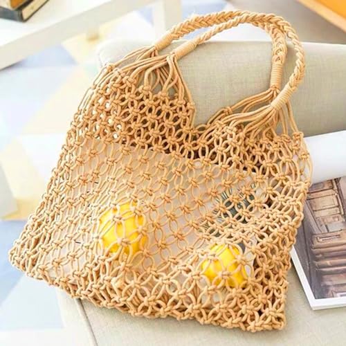Image of Beach Bag Tote Braided Handbag Women String Bag Summer Hobo Bag Travel Bag