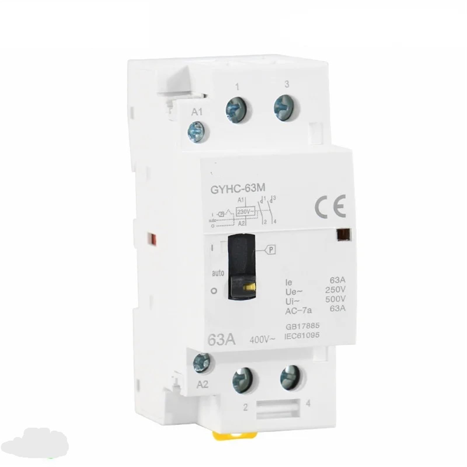 Contactor 2P 40A 220V modular GYHC con interruptor manual de riel DIN 7