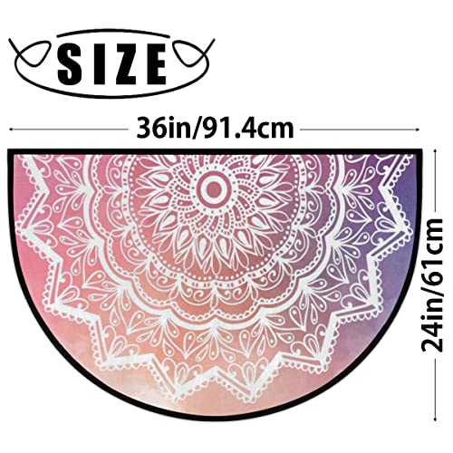 Ethnic Floral Mandala Flower Half Round Doormat Rug Wear Resistant Half Circle Rrug Non-Slip Semi Circle Area Rug Water Absorption Indoor Entrance Doormat For Bathroom Bedroom Home Decor 36X24 In #TOP2