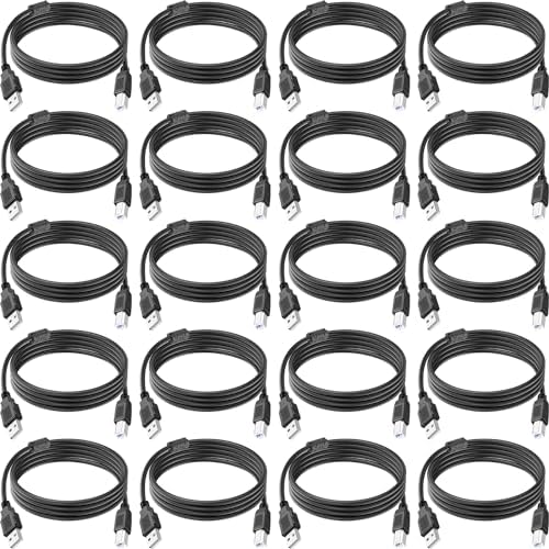 20 Pack USB A to B Printer Cable, 8FT High-Speed Printer Cord Compatible with Hp, Canon, Brother, Samsung, Dell, Epson, Lexmark, Xerox, and More (Black)