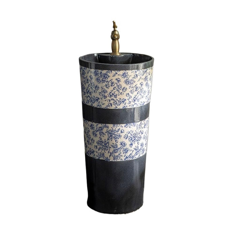 Bathroom Sink Home Bathroom Wash Basin Outdoor Pedestal Basin Courtyard Floor-Standing Ceramic Wash Basin Bathroom Vanity