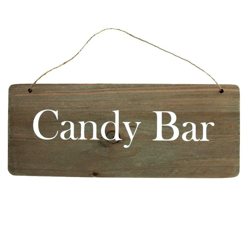 Artif Pancarte Candy Bar en Bois, 25 cm x 10 cm, Bar à Bonbons, Anniversaire, Baby Shower, Mariage Vintage champêtre