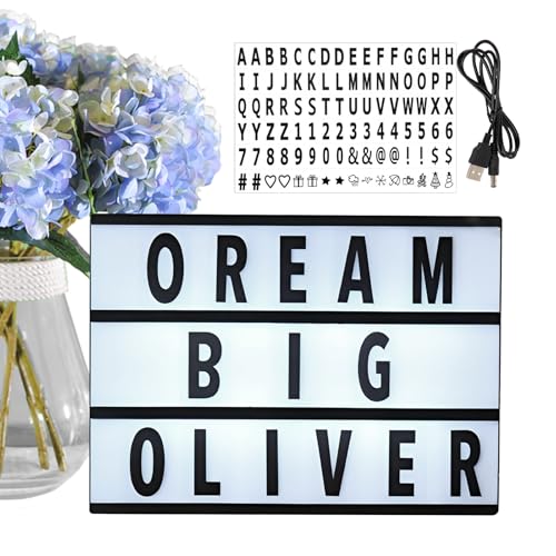 Fyrdyn De Luz De Cine - Resistente al Agua con 96 Letras,Decoración para Letrero de Luminosa | Para Dormitorio, Reuniones, Playa, Fiestas, Mesa, Jardín, Bodas