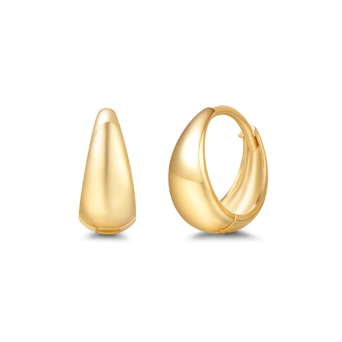 FANCIME Solide 14 Karat 585 Gelb Gold Creolen Huggies Ohrringe Basic Minimalist Schmuck Geschenk für Damen Mädchen