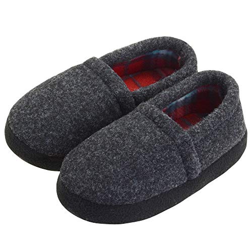 VLLY Slippers for Boys Camo House Warm Comfy Slip-on House Shoes with Memory Foam & Hard Sole Grey Size Big Kid 2-3