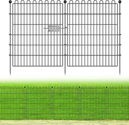 Clôture d'étang,Clôture Jardin Métallique 10 Panneaux (75x81cm) avec 11 Piquets d'Ancrage, Grillage pour Enclos à Chien, Démarcation de Terrain et...