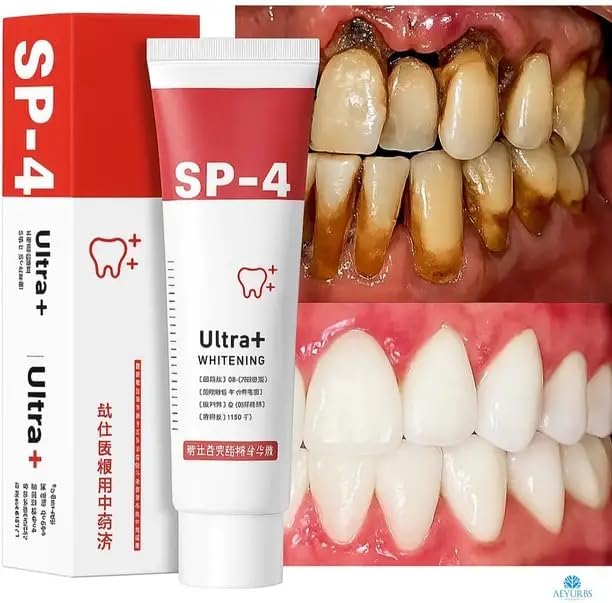 sp-4 ultra+ whitening toothpaste stain removal 50g | advanced formula, teeth cleaner, super probiotic-4, oral flora care, pack of 1