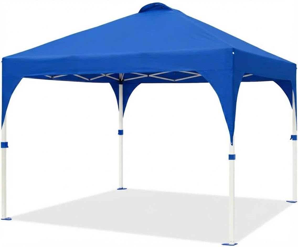 3x3m Commercial Pop-Up Tent, Window for European-Style Tent, Locking Mechanism, 150D Oxford Fabric, Ceiling Height 270 cm, Locking Mechanism Without Curtains - Blue