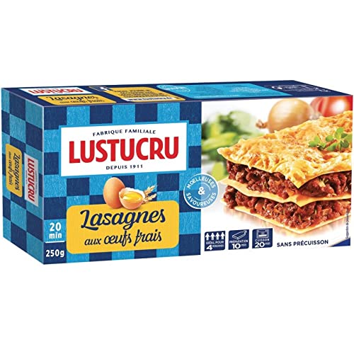 LASAGNES AUX OEUFS FRAIS 250G, LUSTUCRU, LOT DE 5
