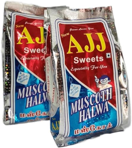 Mudalur Tasty A JJ Muscoth Hallwa Mudalur Famous AJJ Sweets Muscoth Halwa 250 gm x (Pack of 2)=500 gm | Muscoth halwa Coconut Flavor Rich | AJJ Muscoth Halwa Tirunelveli (250gm x(Pack of 2)=500 gm)