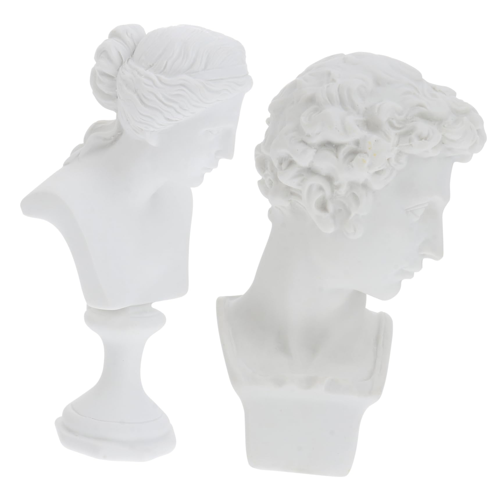 HAWILLOSCH 2 Piezas Estatua de Yeso Adornos Adorno de estatuilla Griega Mini Busto de David Escultura figuritas Adornos Decorativos Decoración de Escritorio Mini esculturas griegas de Resina