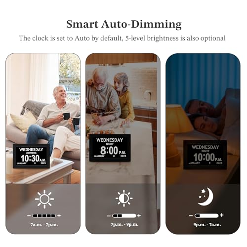 Image of 10.1'' Digital Clock, 1280*800p HD Extra Large Display, Digital Clock With Date, Time, Day Of Week, 10 Reminders & 6 Alarms, Auto Dimming & DST, Remote Control, Dementia Clock For Seniors, Black