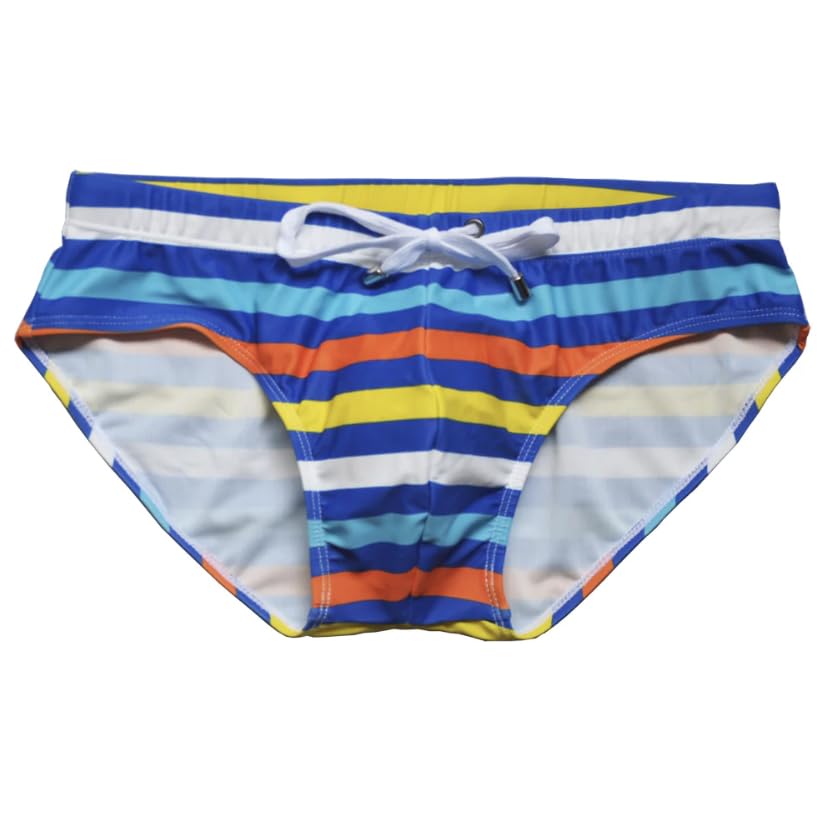 Men's Classic Low Rise Swim Briefs, Rainbow Stripe
