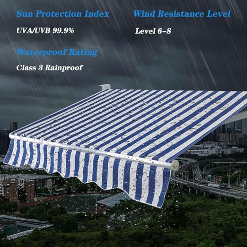 Toldo impermeable resistente a rayos UV de 280 g lona a rayas para puerta 4