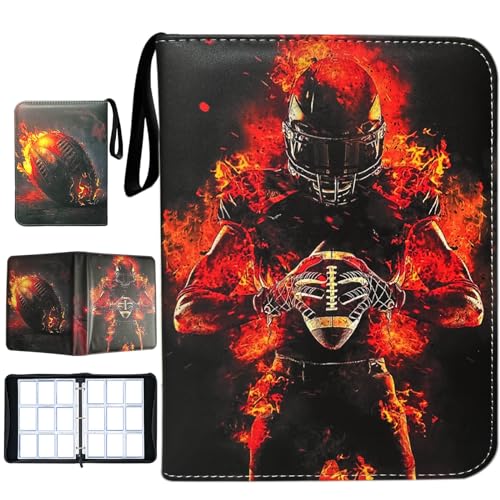 Football Card Binder with Sleeves 900 Pockets Football Card Holder Protectors Albums Card Storage Organizer Case Compatible with Trading Card and Other Sports Cards