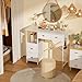 3IngSeagulls White Vanity Desk Without Mirror, Small Makeup Desk with 4 Fabric Drawers, 33.5 Inches Dressing Table with Storage, Vanity Table for Bedroom with Hook, White