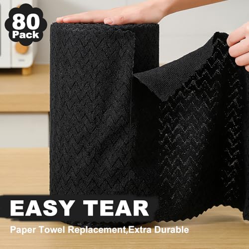 Image of 80 Pack Microfiber Cleaning Cloth Roll Reusable Paper Towels 12 inchx12 inch Tear Away Cloth,Absorbent Dish Rags for House Kitchen,Wash Cloths,Lint Free Rags for Window Cars Cleaning Supplies