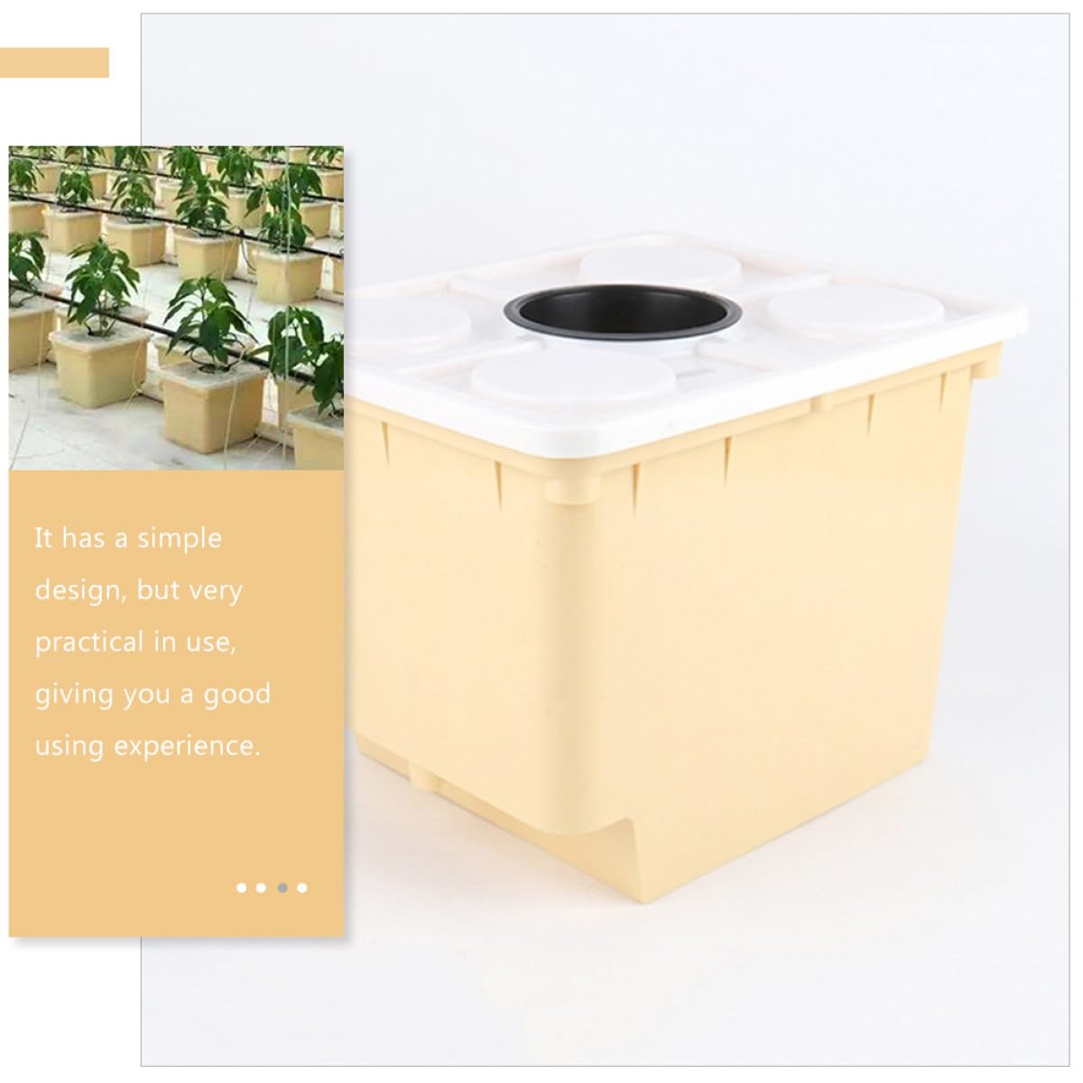 UKCOCO Secchio Idroponico per Coltivazione Senza Terreno in Serra, Vaso per Piante Beige in Pp Facile da Montare e Comodo da Usare per Fiori e Piante Verdi