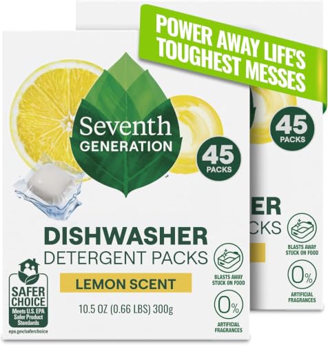 Seventh Generation Dishwasher Detergent Packs, Lemon, 45 Count, Pack of 2 - image 1