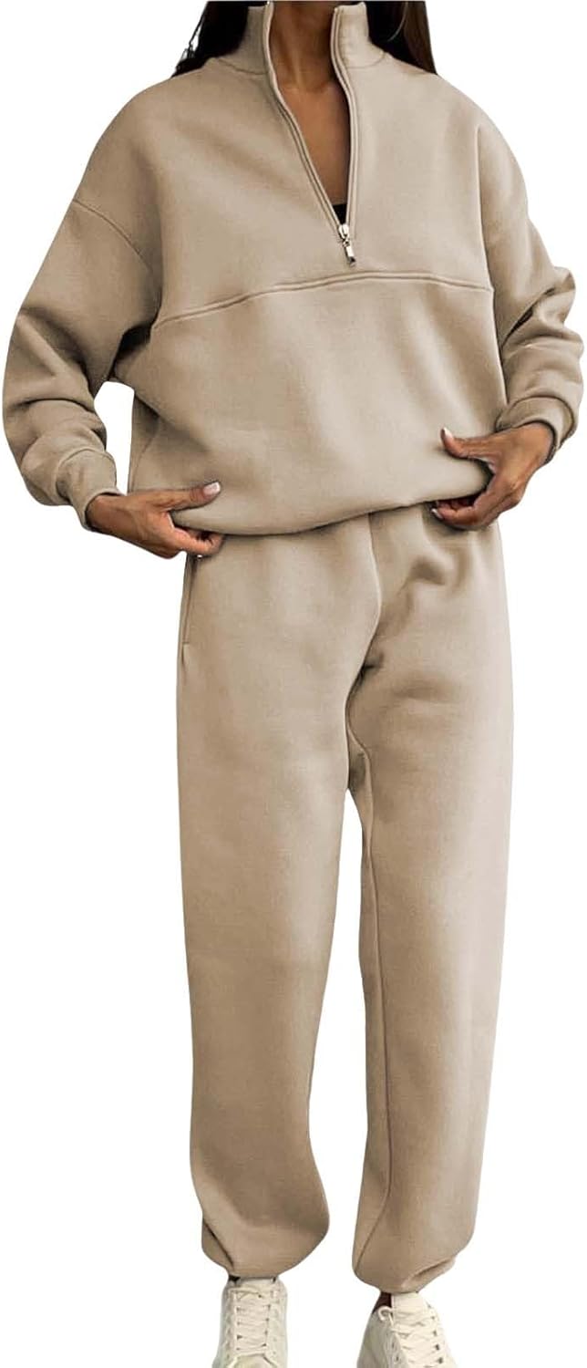 PAIDAXING Trainingspakken voor dames, casual, effen, lange mouwen, hoodie met joggingbroek, 2-delige loungewear sets dames, mode, herfst, baggy joggingpakken, comfortabel, sport, sportschool