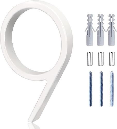 Números de dirección blancos números de casa flotantes modernos de 5 pulgadas para exteriores, crea atractivas sombras interesantes, número 9 de