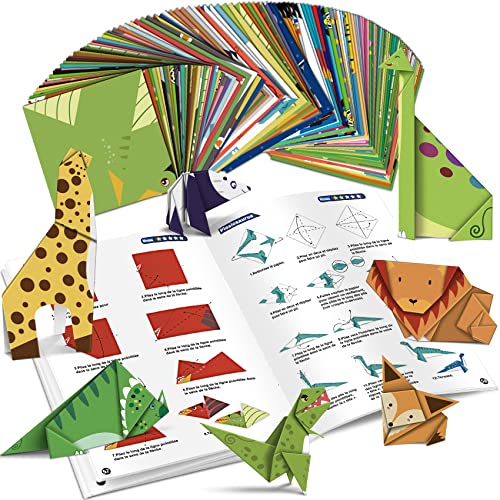 PaperKiddo Kit de Papier Origami 152 Feuilles avec 72 projets Origami faciles Livre dinstructions en Couleur Papier Origami pour Enfants Adultes Débutants Cours dartisanat - Manuel français Cover