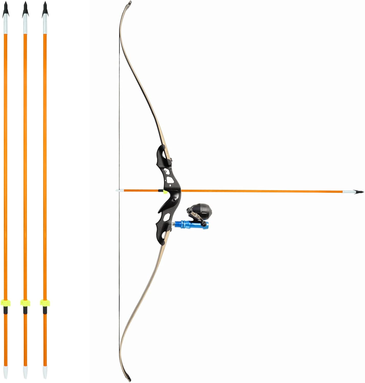 Bowfishing Kits with Reel 60" Recurve Bow for Adults Beginner and Youth