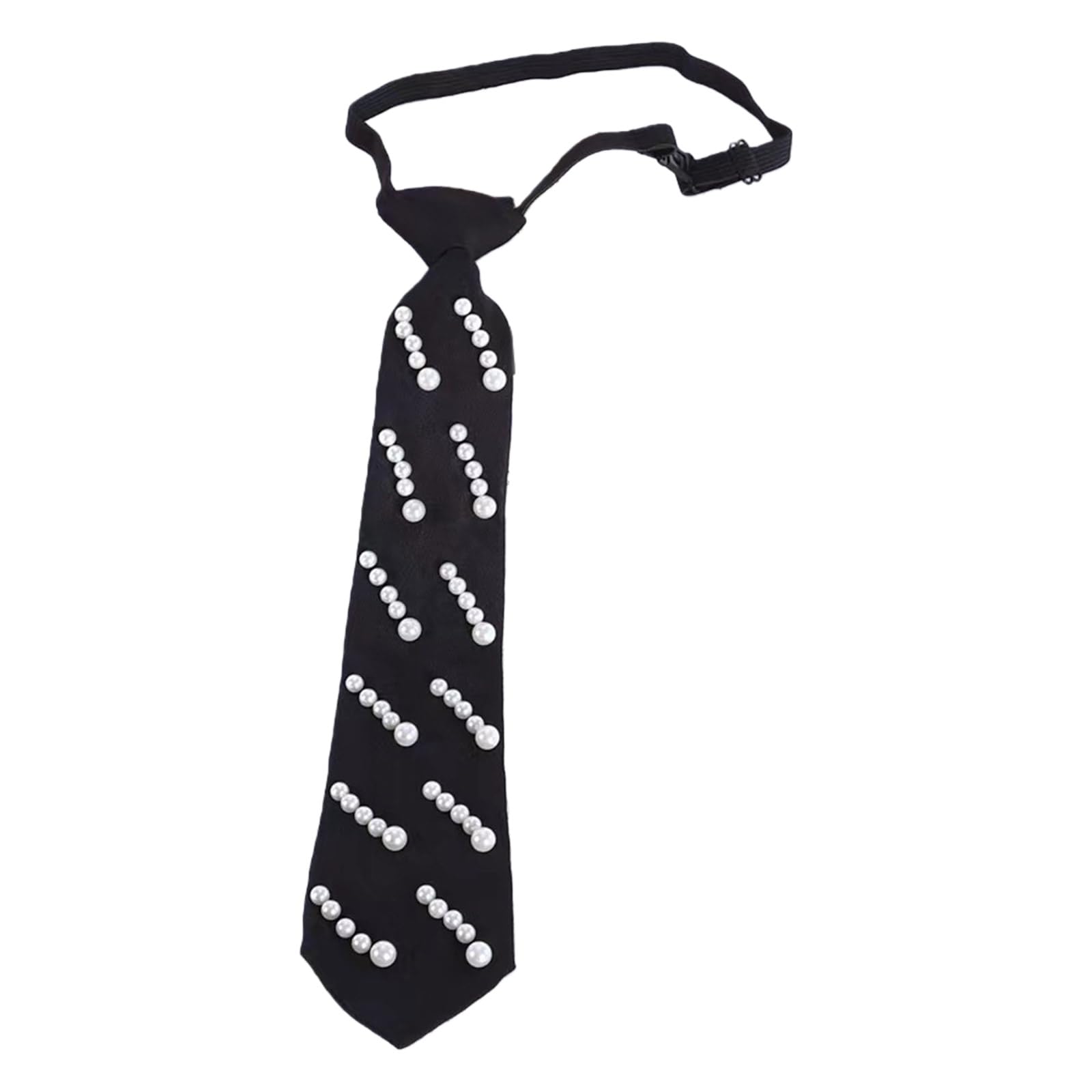 MICFENY Elegant Imitation Pearls Accent Necktie Lightweight Wrinkles Resistant Polyester Suitable For Meetings And Casual Occas