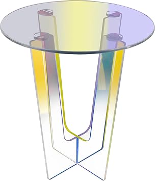 Modern Iridescent Coffee Table, Acrylic Side Table, Rainbow End Table Living Room, Soft Corners, Clear Coffee Table, for Coffee, Drink, Food, Snack Used in Living Room