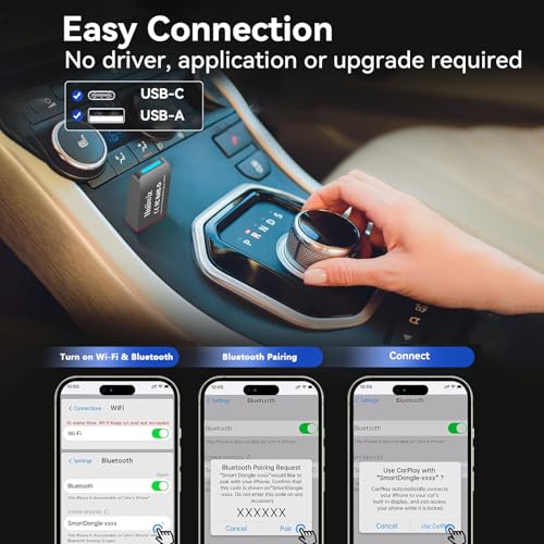 Huiiwiz Wireless CarPlay Adapter - Convert Factory Wired to Wireless, Wireless Adapter of CarPlay (Fast Connection, Stable, Classic Design) — view 6