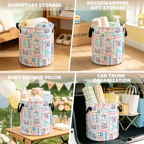 Image of Custom Butterfly Laundry Hamper, Personalized Laundry Basket with Name, Customized Dirty Clothes Basket for Clothes Toy Bathroom Bedroom Storage,S-16.5 inchX 13.8 inch